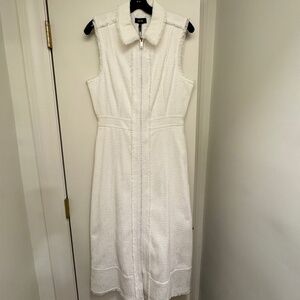 ME + EM White textured midi dress